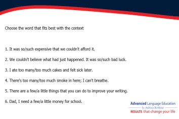 So/ Such/ Many/ Much &#8211; General English Exercise