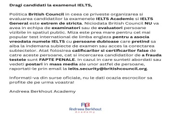 Dragi candidati la examenul IELTS,