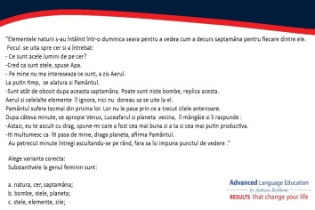 Exercitiu pentru copii: Limba Romana